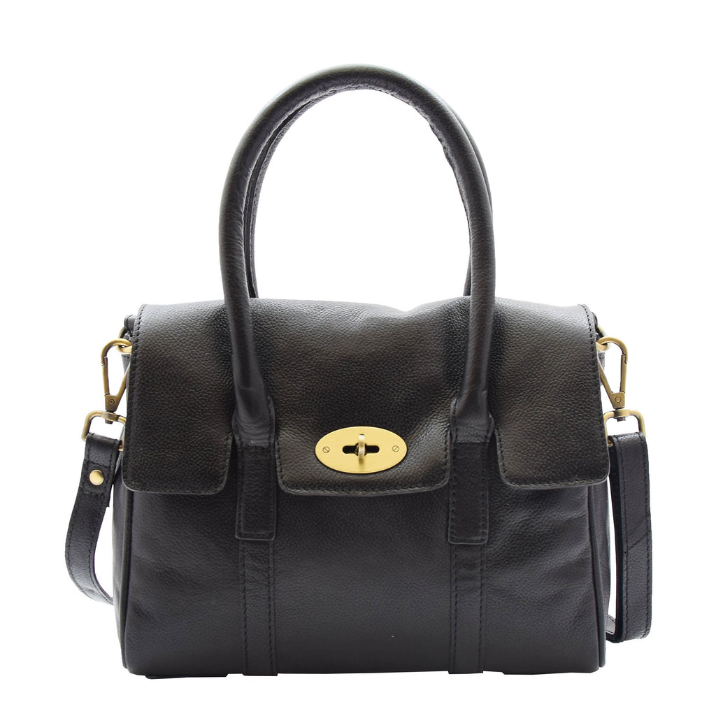 DR304 Women's Leather Shoulder Handbag Hobo Dress Bag Black 1