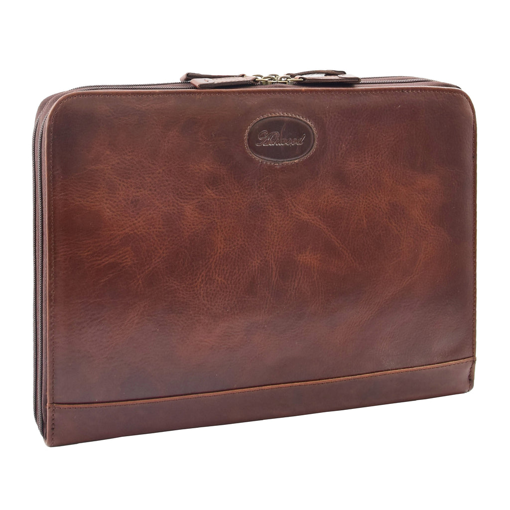 DR293 Real Leather Portfolio Case A4 Document Holder Brown 1