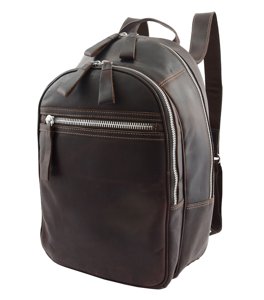 DR289 Italian Buffalo Classic Leather Simple Bag Backpack Brown 2
