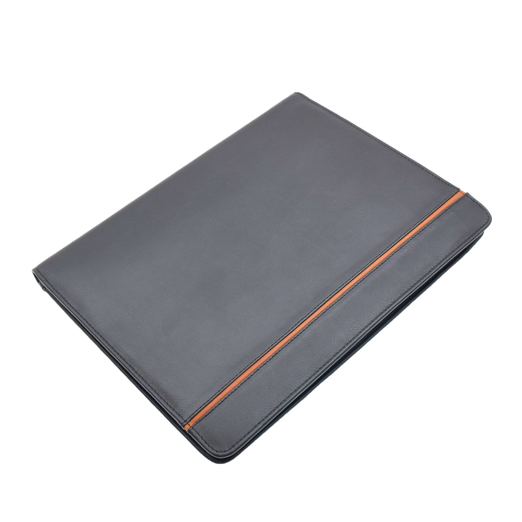 DR354 Real Leather Note Pad Portfolio Case Black 1