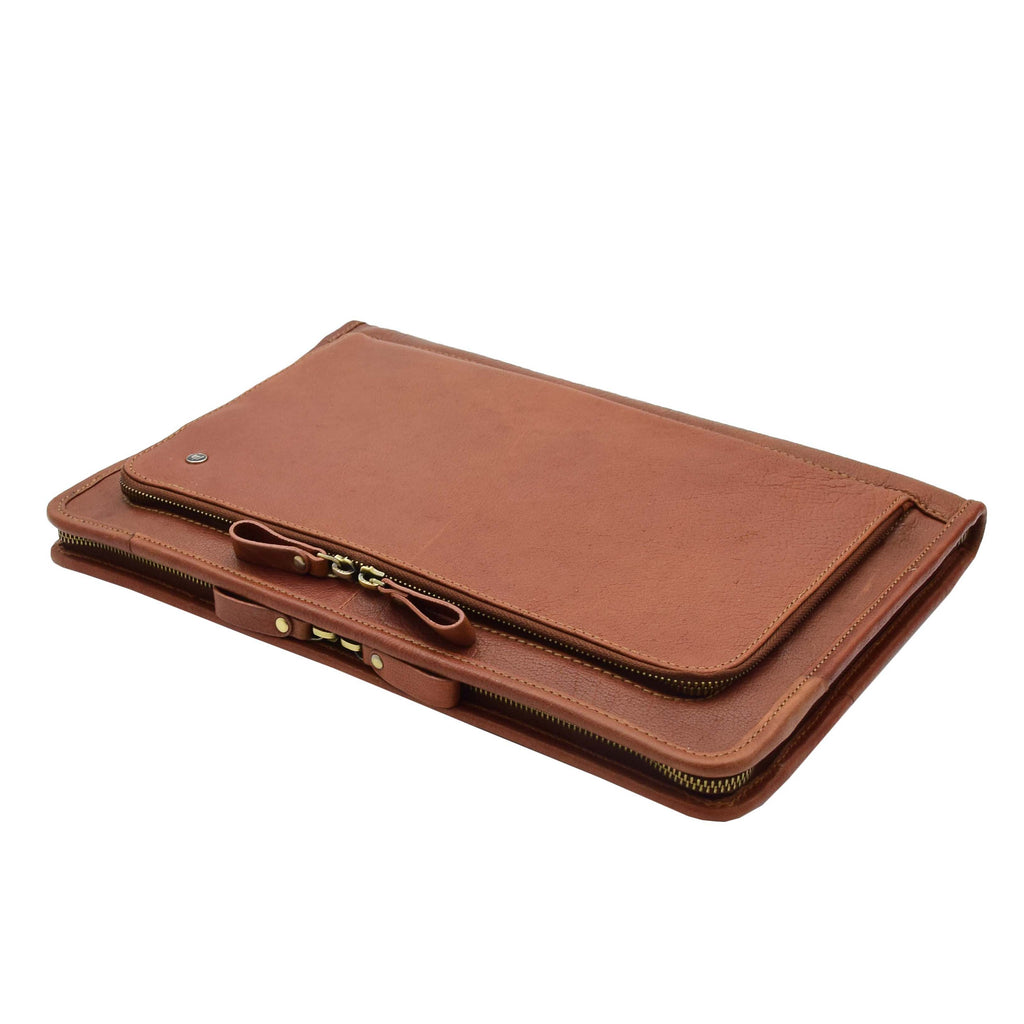 DR330 Real Leather Portfolio Case A4 Documents Bag Brown 1