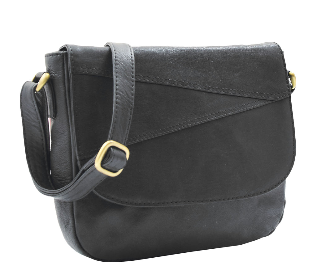 DR346 Women's Leather Small Cross Body Bag Black 2