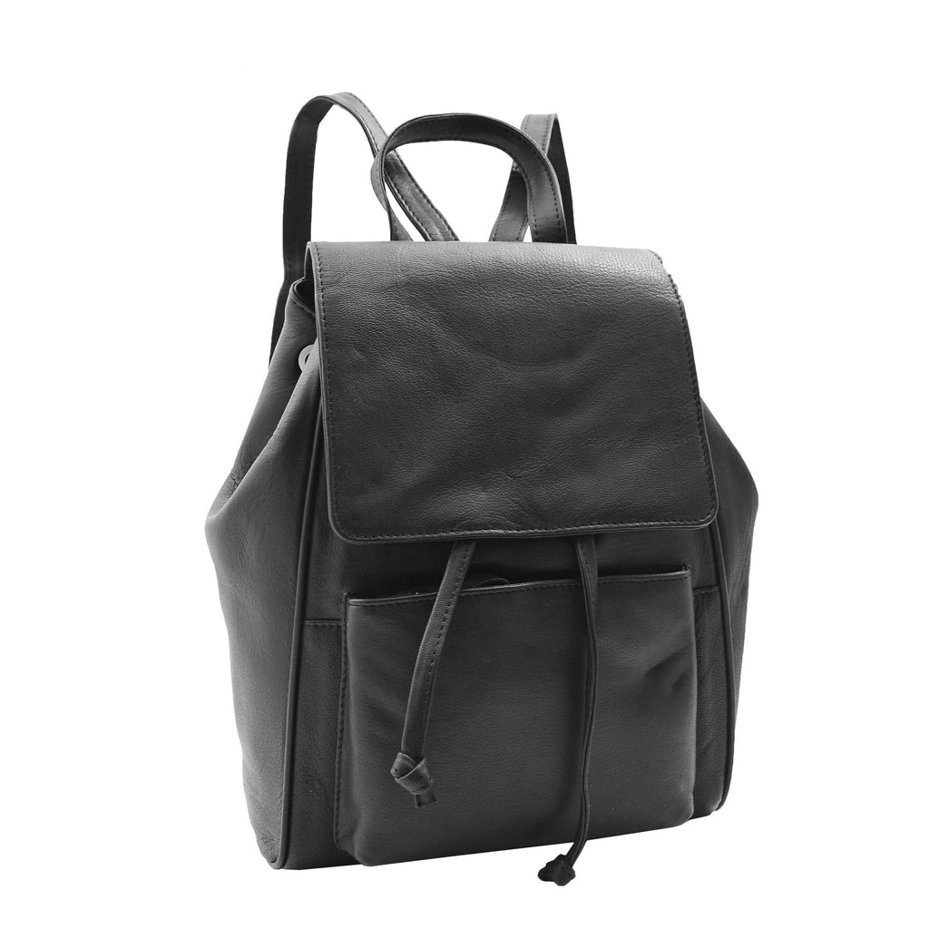 DR348 Real Leather Classic Travel Backpack Black 1
