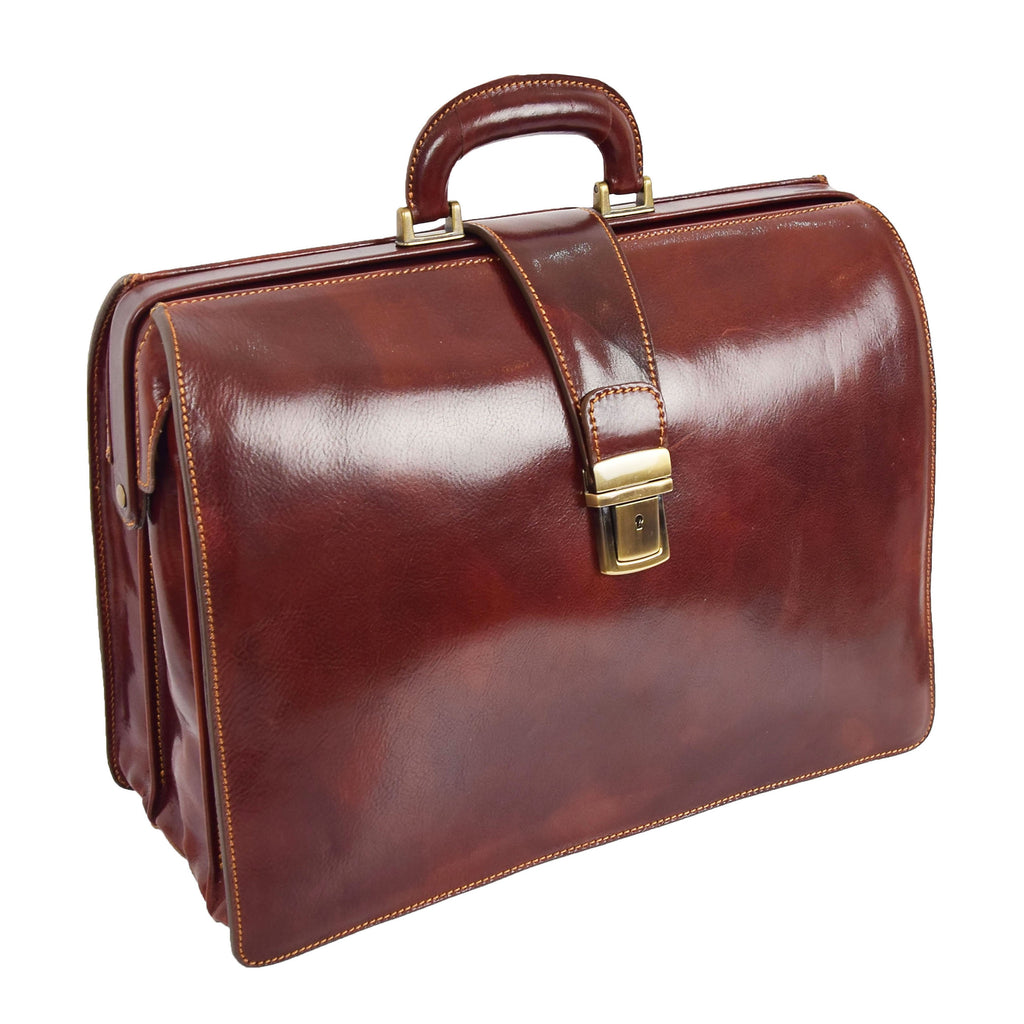 DR479 Real Leather Doctors Briefcase Gladstone Bag Brown 1