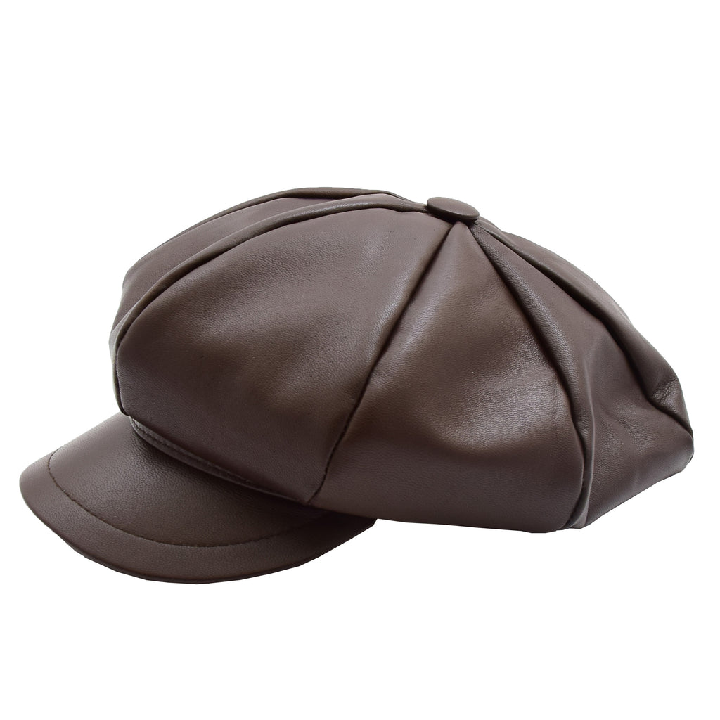 DR399 Women's Real Leather Peaked Cap Ballon Brown 1