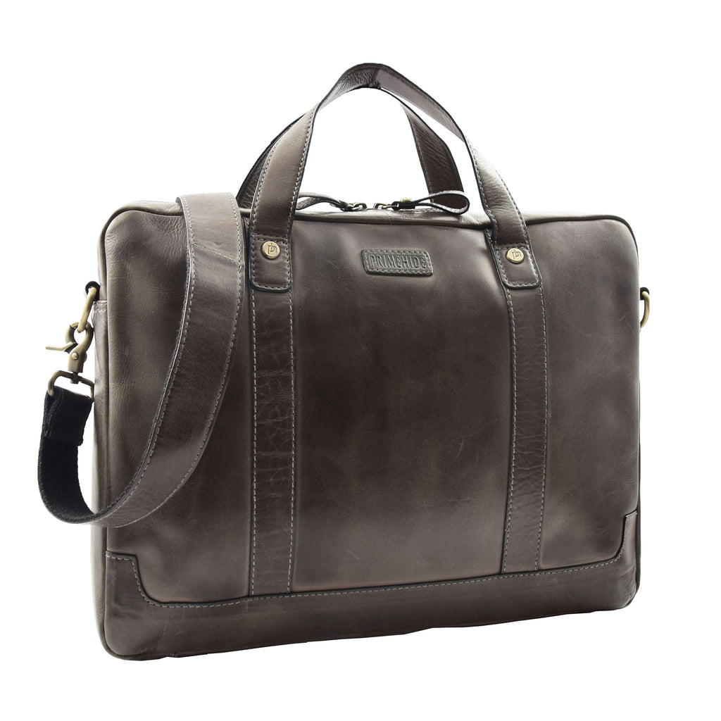 DR323 Real Soft Leather Satchel Vintage Black Briefcase Office Bag 1