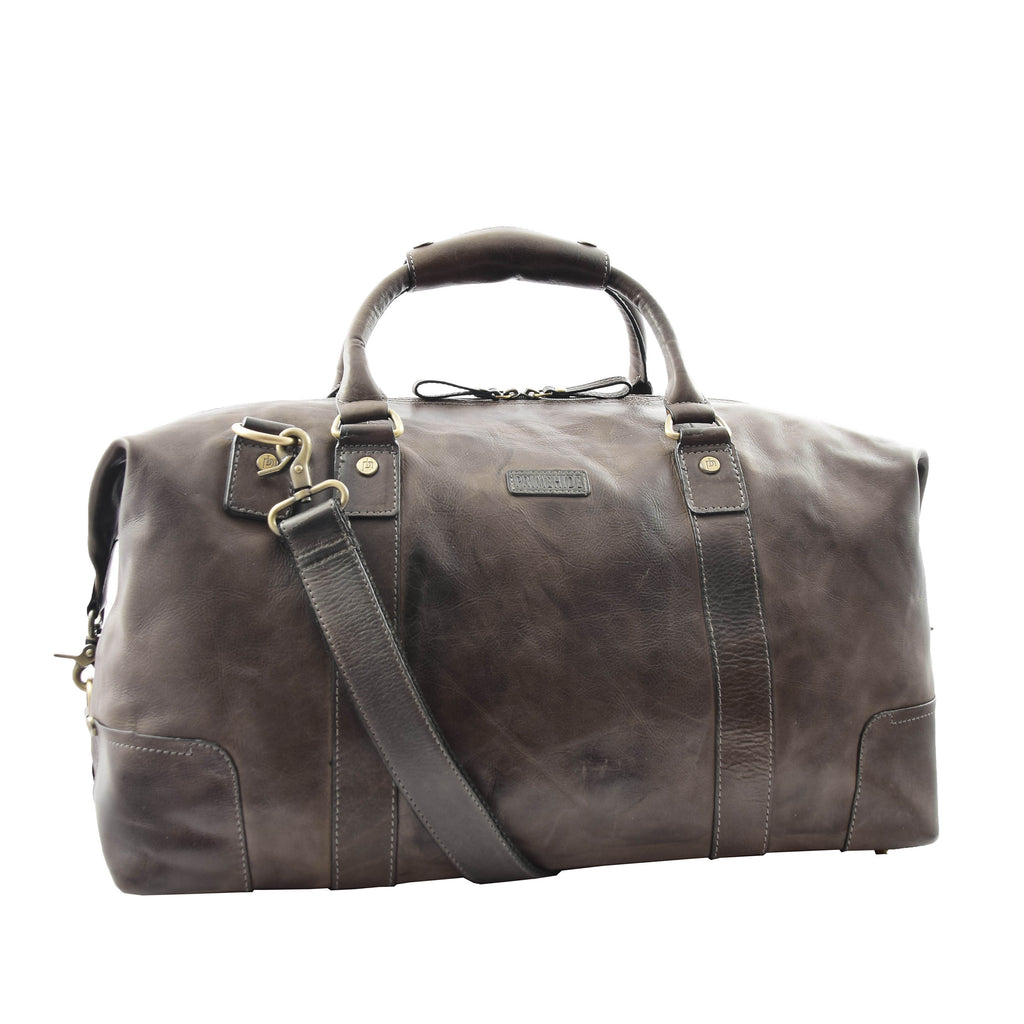 DR324 Genuine Leather Holdall Travel Weekend Duffle Bag Tan 1