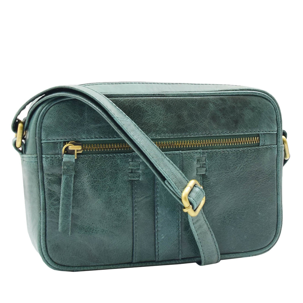 DR345 Women's Real Leather Small Cross Body Bag Green 1