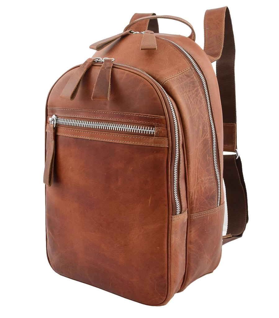 DR289 Italian Buffalo Classic Leather Simple Bag Backpack Tan 2