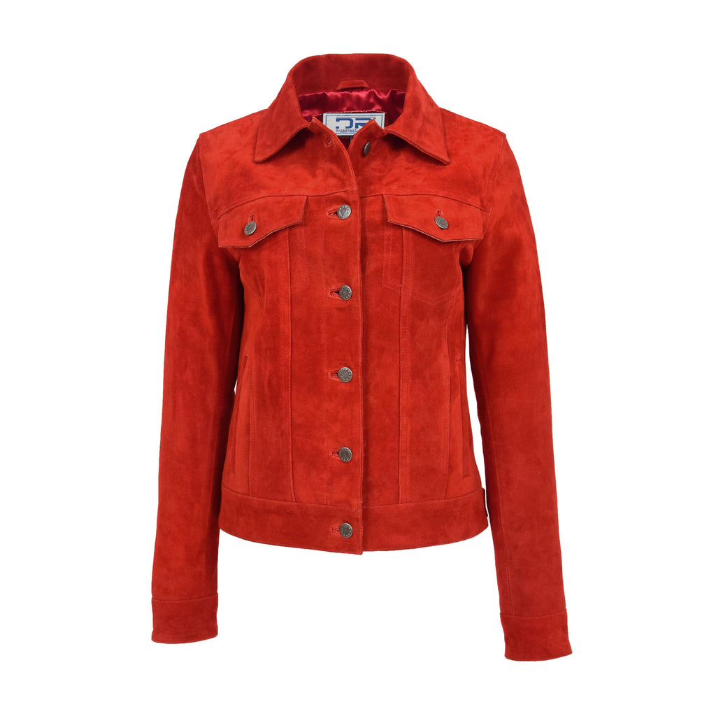 DR213 Women's Retro Classic Levi Style Leather Jacket Red 3