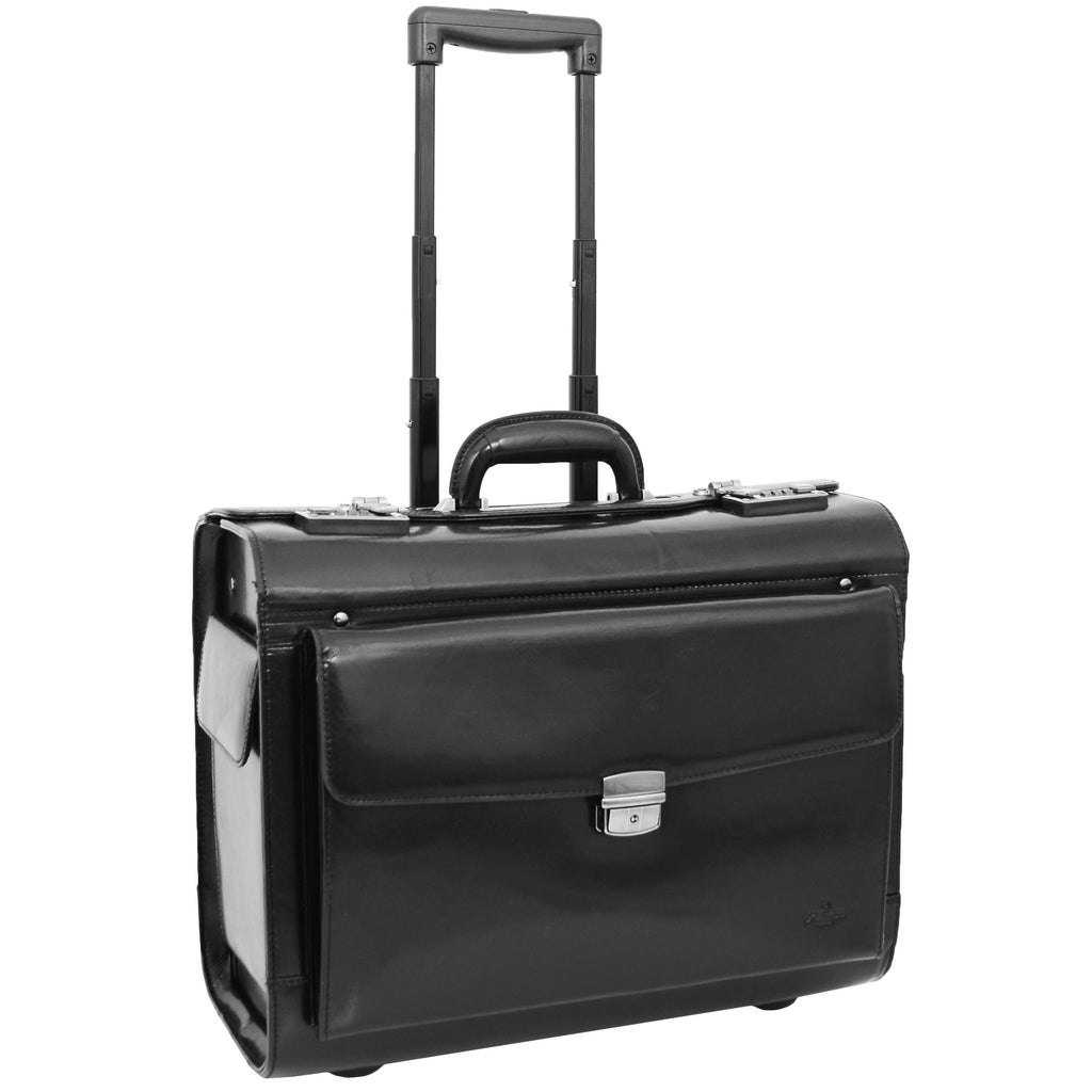 DR478 Exclusive Leather Pilot Case Laptop Bag Black 1