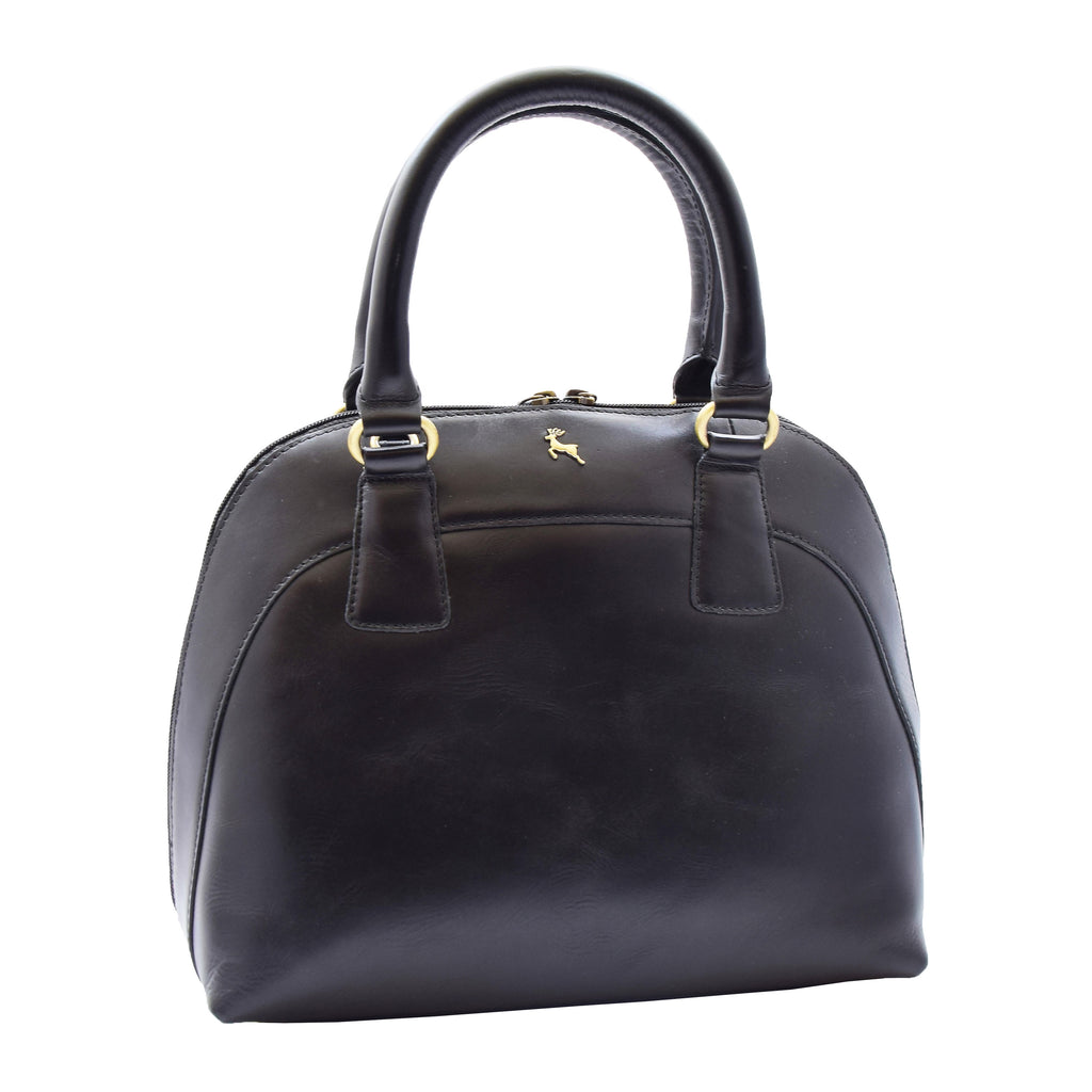 DR303 Women's Doctor Style Leather Handbag Hobo Bag Organiser Black 1