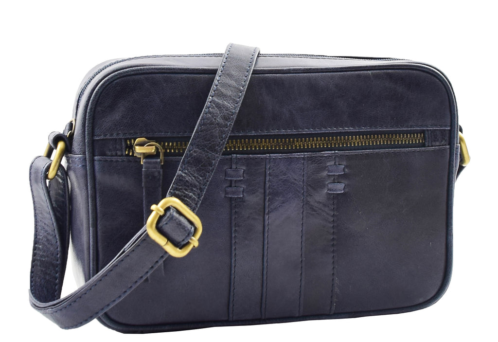 DR345 Women's Real Leather Small Cross Body Bag Navy 7