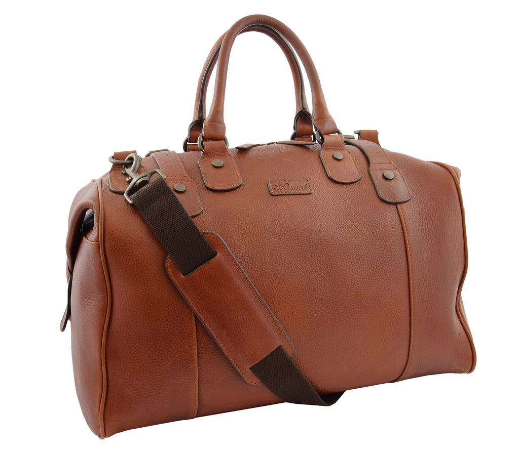 DR291 Italian Leather Travel Bag Holdall Stylish Chestnut 1