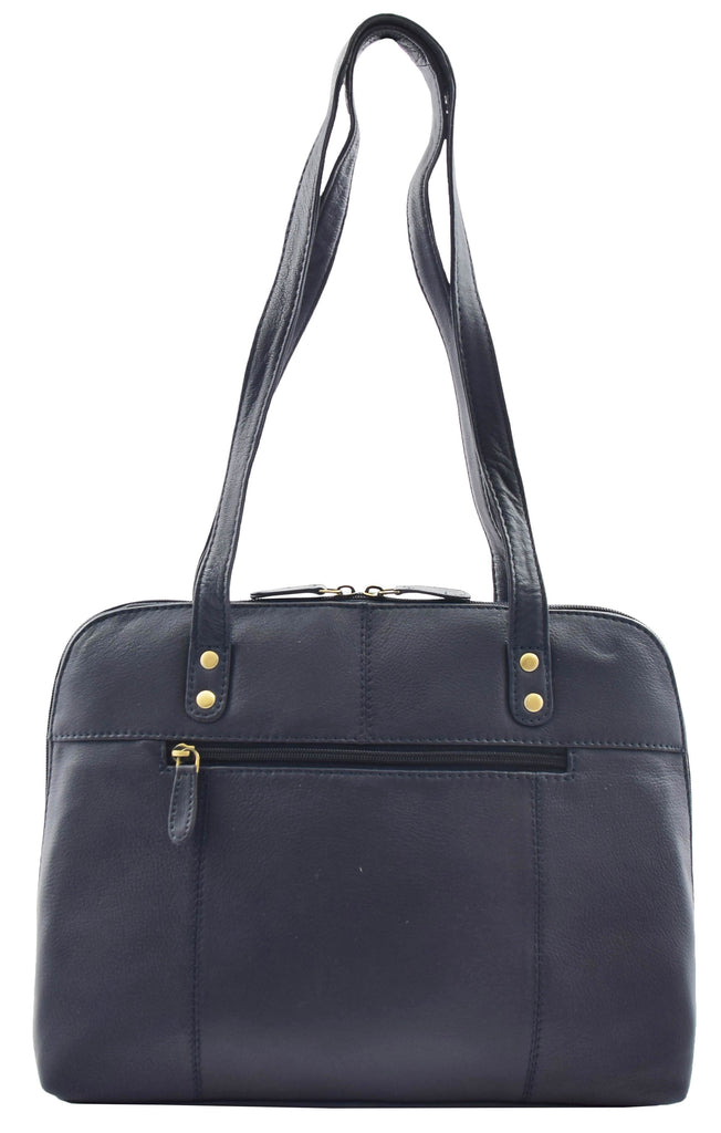 DR461 Women's Real Leather Zip Around Shoulder Bag Navy 3