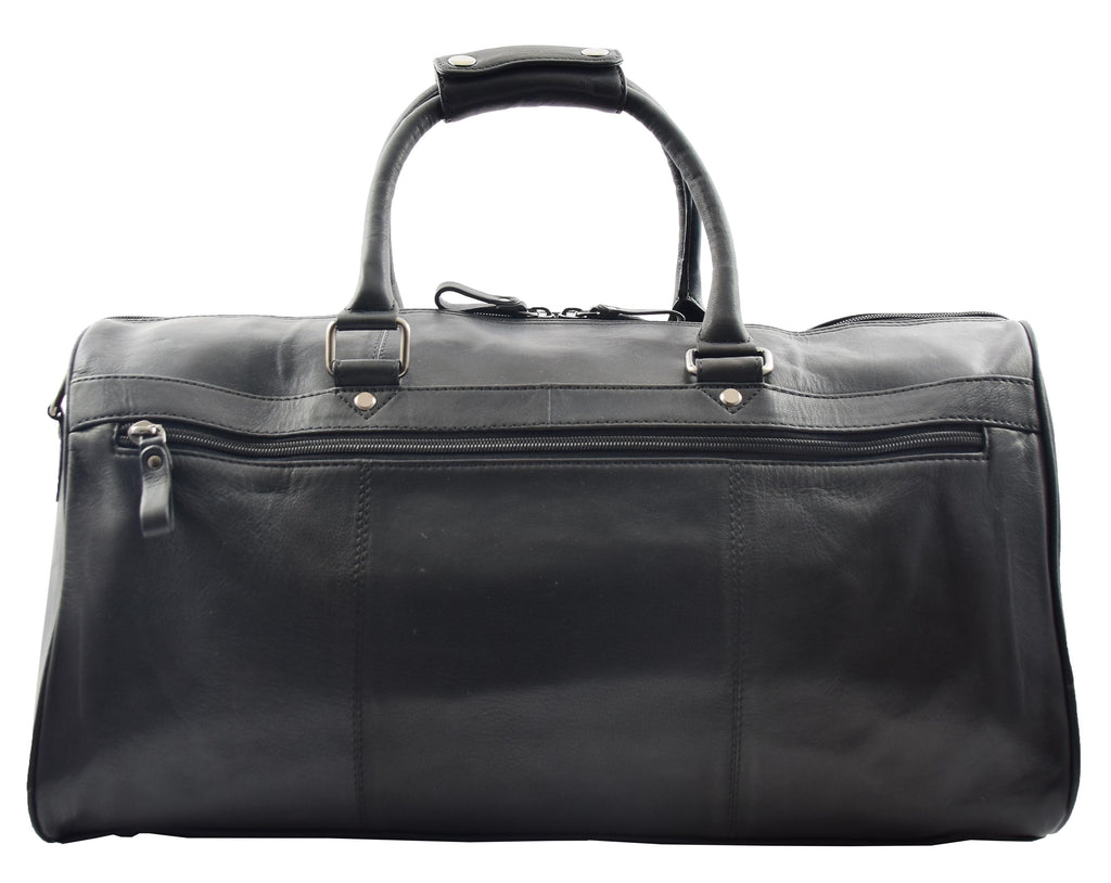 DR349 Real Leather Holdall Overnight Bag Black 3