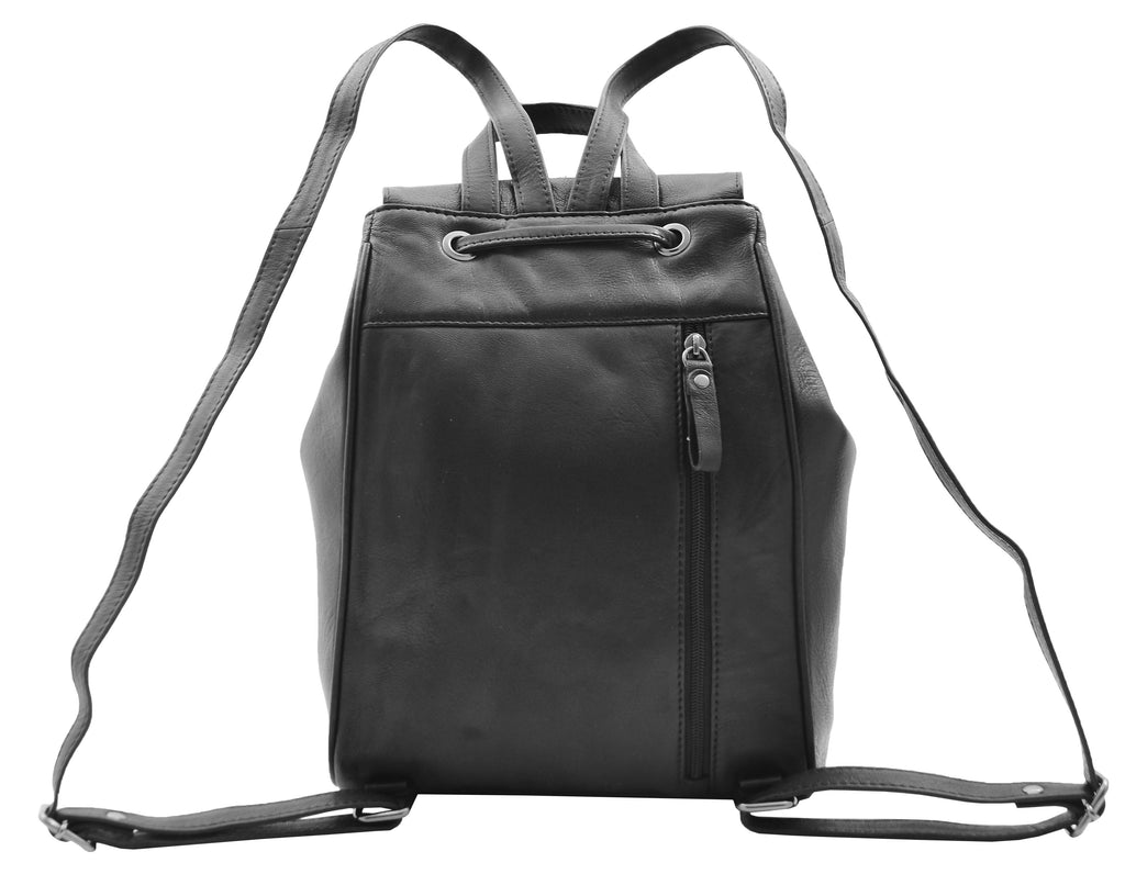 DR348 Real Leather Classic Travel Backpack Black 2