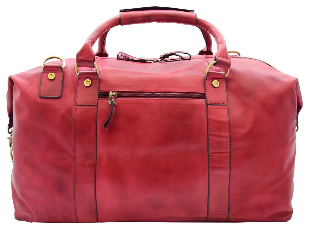 DR324 Genuine Leather Holdall Travel Weekend Duffle Bag Bordo 3