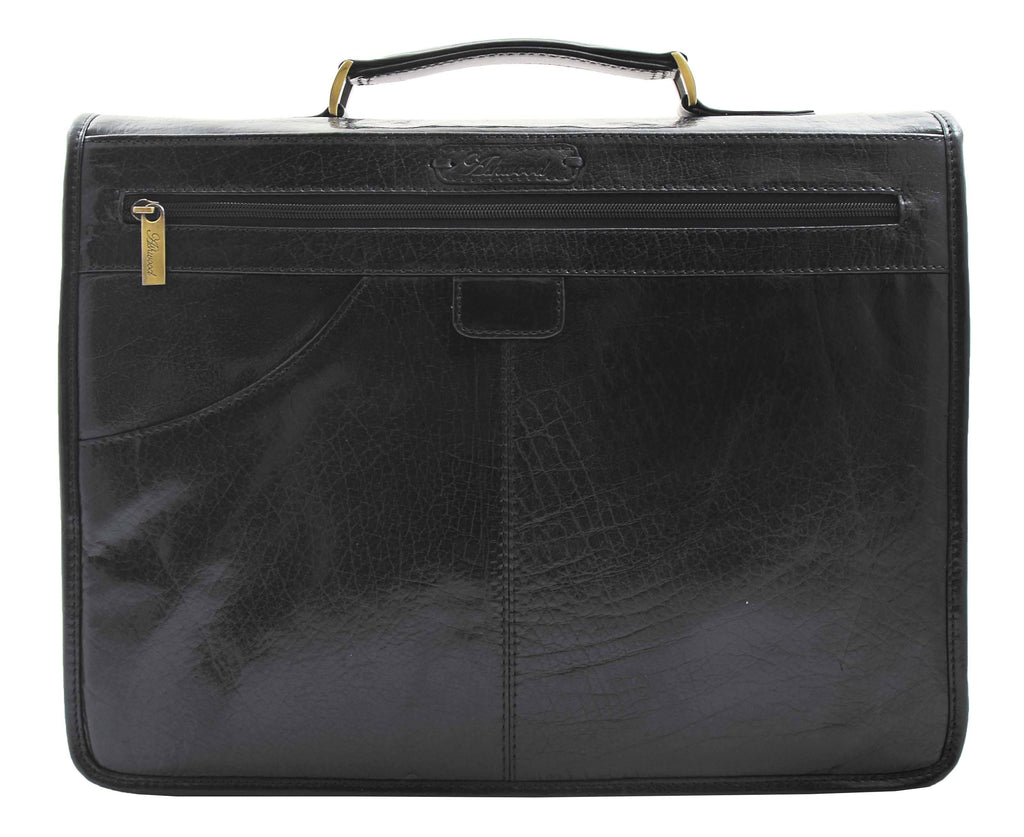 DR296 Men's Leather Briefcase Cross Body Bag Black 3