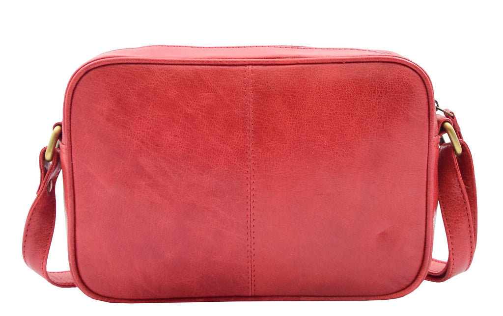 DR345 Women's Real Leather Small Cross Body Bag Red 4