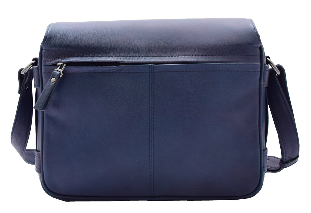 DR353 Women's Leather Cross Body Bag Casual Flap over Organiser Navy 2