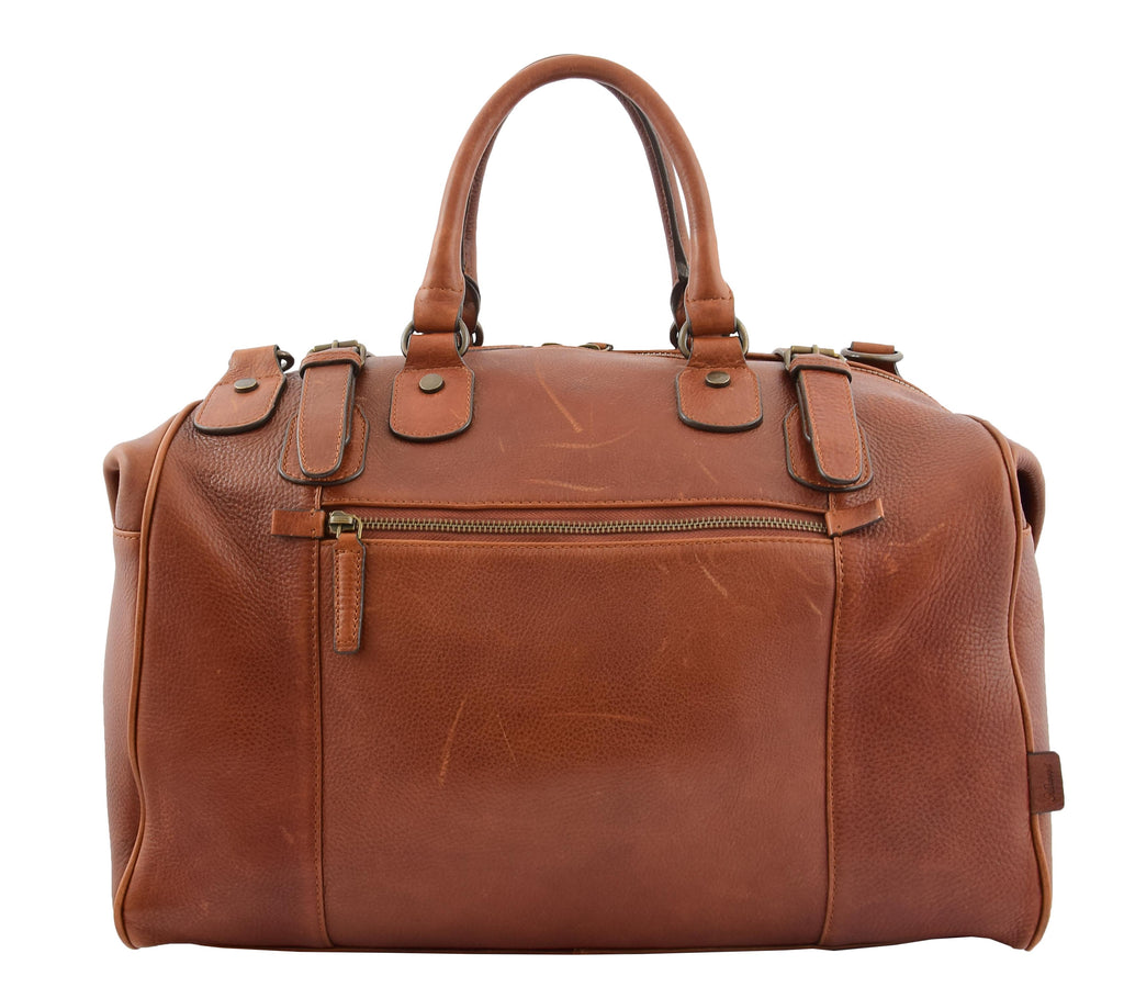 DR291 Italian Leather Travel Bag Holdall Stylish Chestnut 2