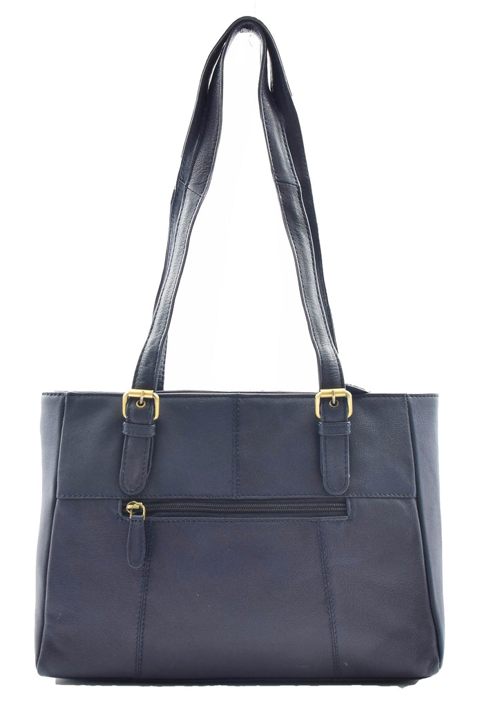 DR462 Women's Real Leather Twin Handle Shoulder Bag Navy 2