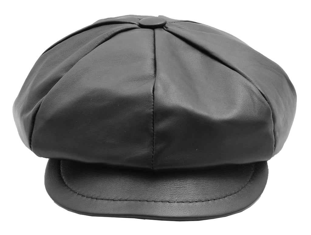 DR399 Women's Real Leather Peaked Cap Ballon Black 2