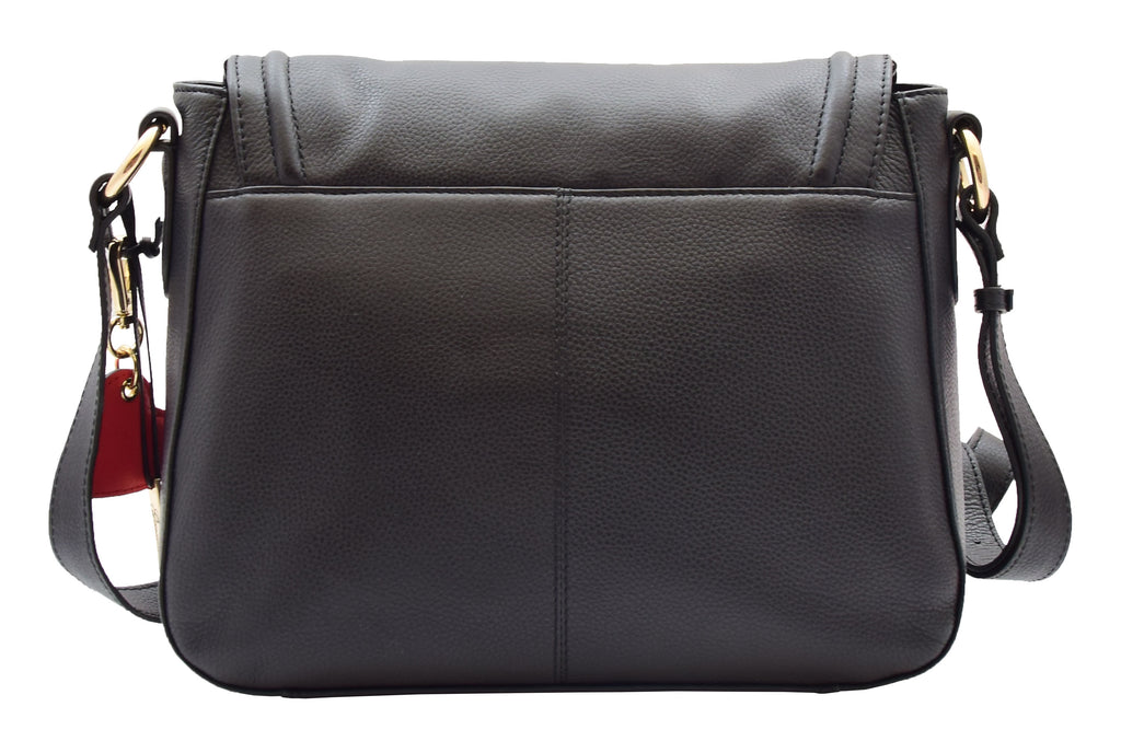 DR306 Women's Genuine Leather Crossbody Bag Black 4