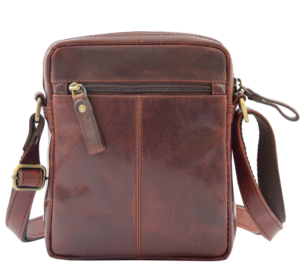 DR336 Men's Leather Cross Body Flight Bag Brown 2