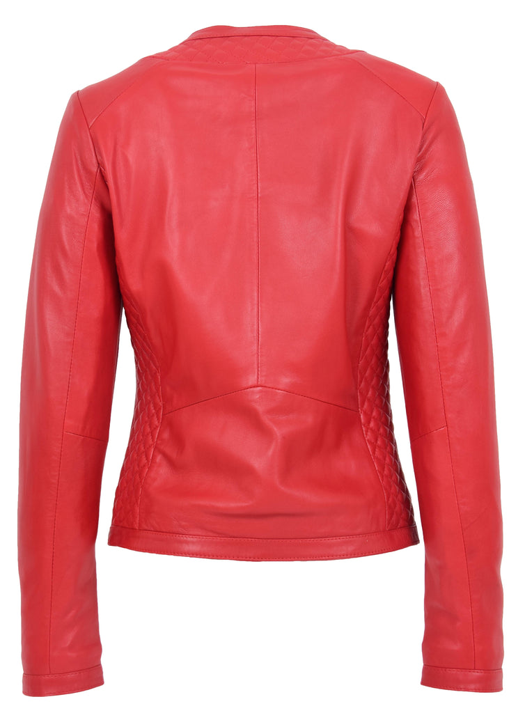 DR209 Smart Quilted Biker Style Jacket Red 5