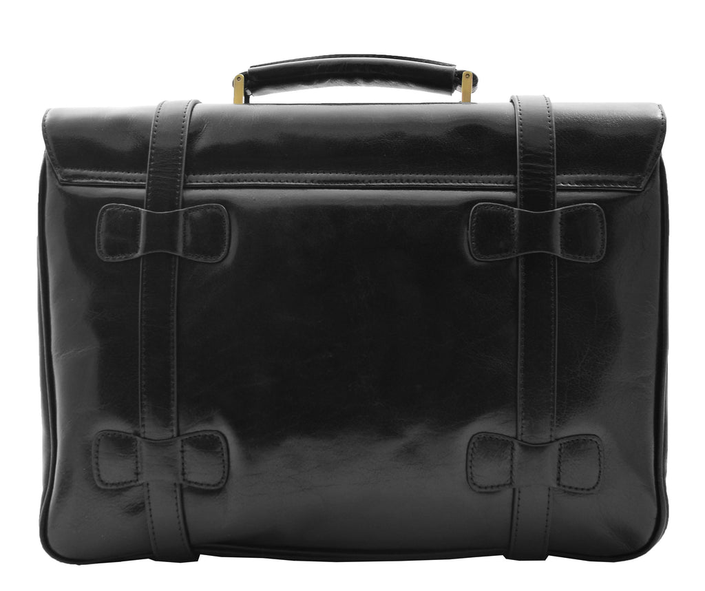 DR480 Men's Leather Briefcase Cross Body Bag Black 3