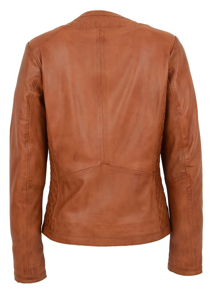 DR209 Smart Quilted Biker Style Jacket Tan 4