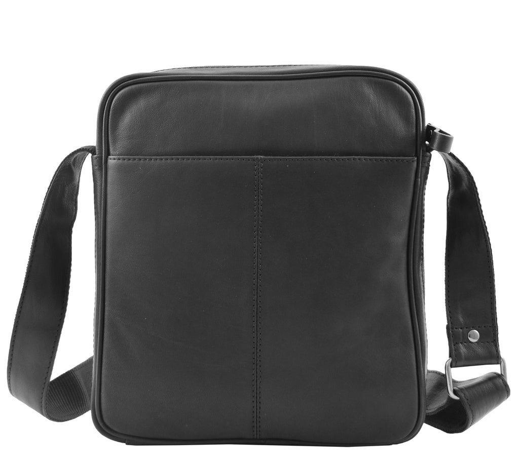 DR337 Men's Leather Cross Body Travel Flight Bag Black 3