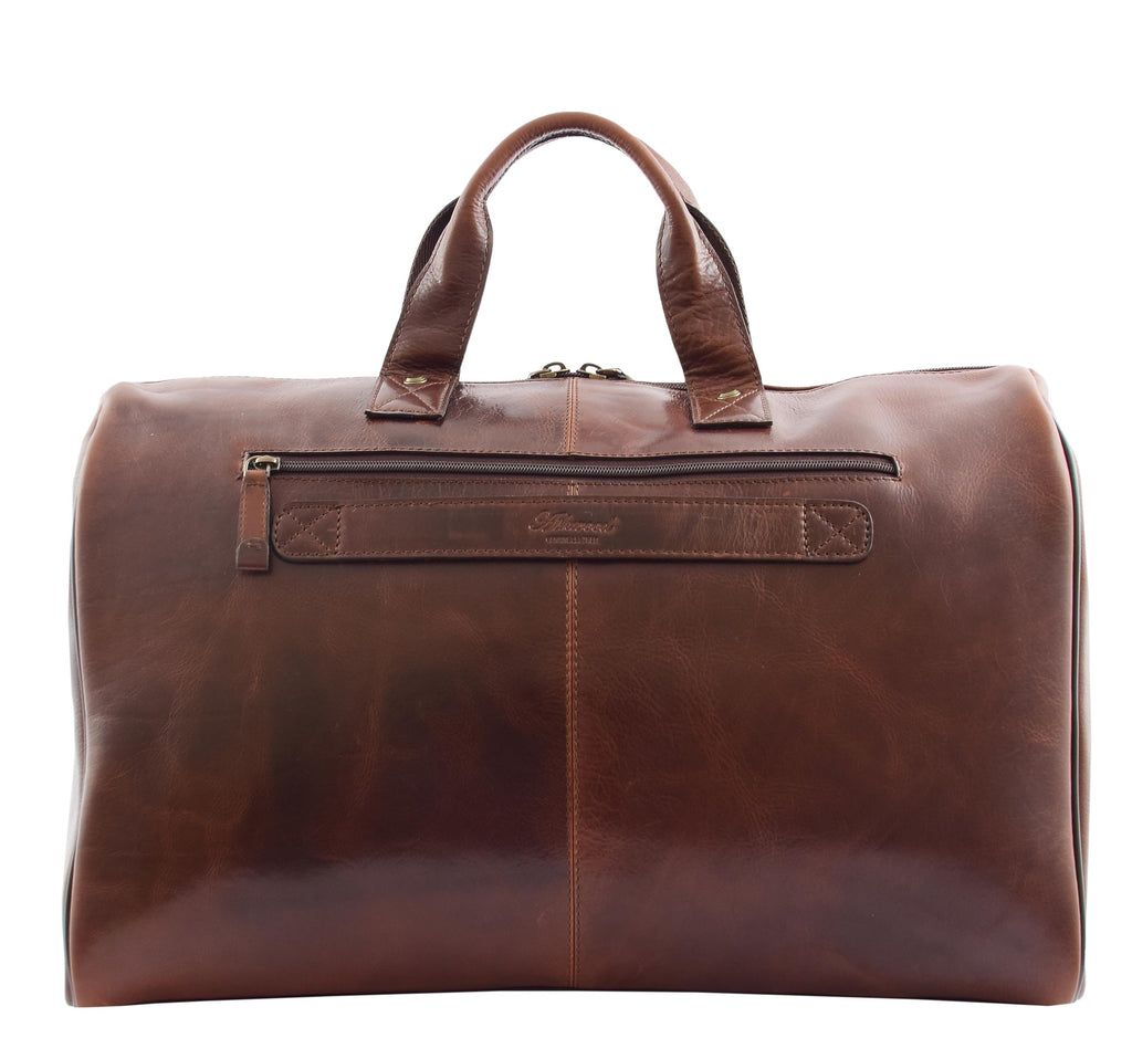 DR292 Genuine Leather Travel Holdall Overnight Bag Brown 3