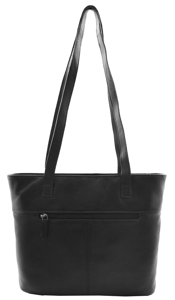 DR460 Women's Leather Classic Shopper Shoulder Bag Black 2