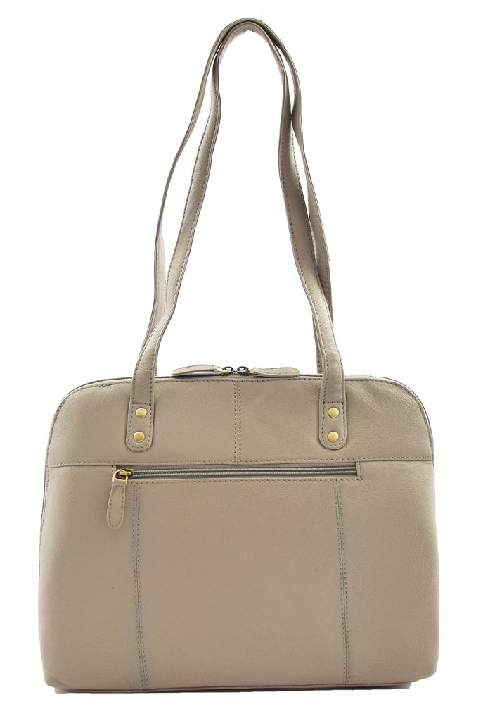 DR461 Women's Real Leather Zip Around Shoulder Bag Taupe 3