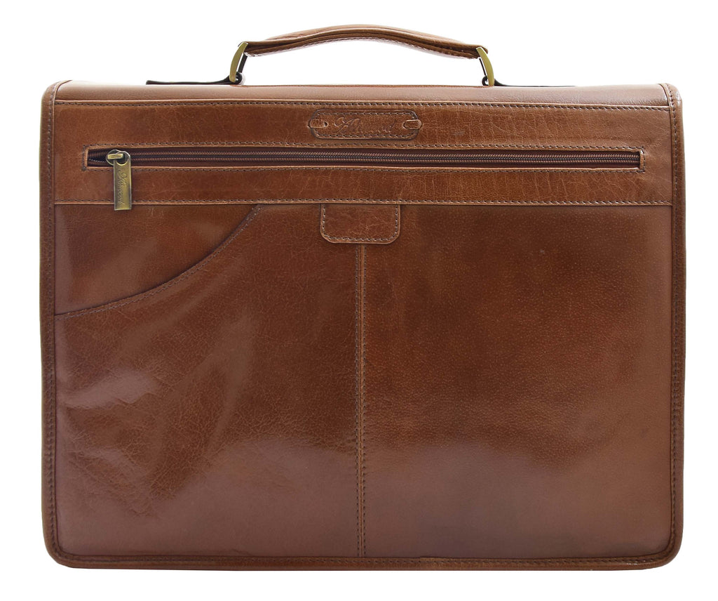DR296 Men's Leather Briefcase Cross Body Bag Chestnut 3