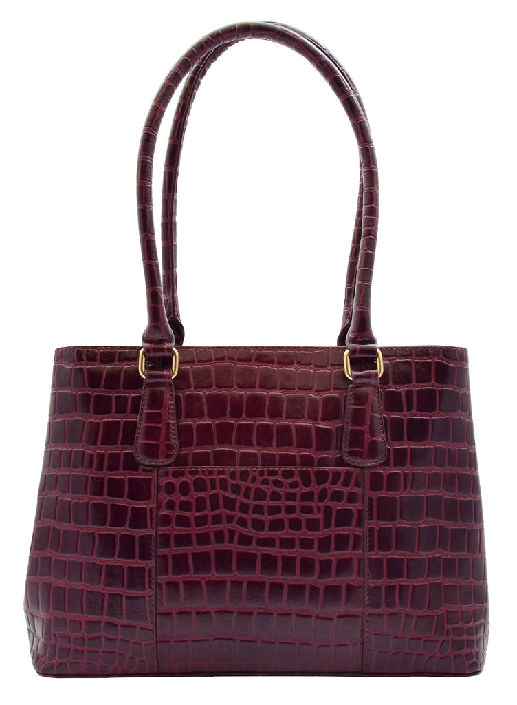 DR299 Women's Hobo Shoulder Leather Bag Beautiful Croc Pint Bordo 2