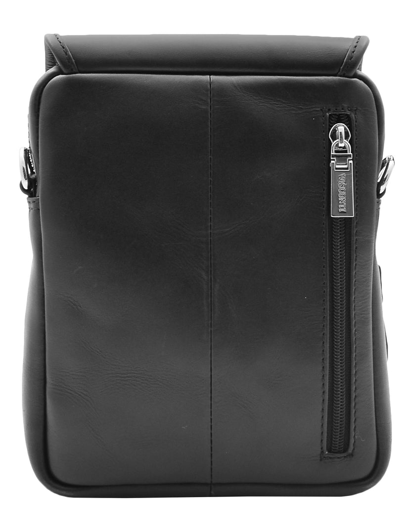 DR386 Men's Smart Crossbody Bag Genuine Leather Messenger Black 9