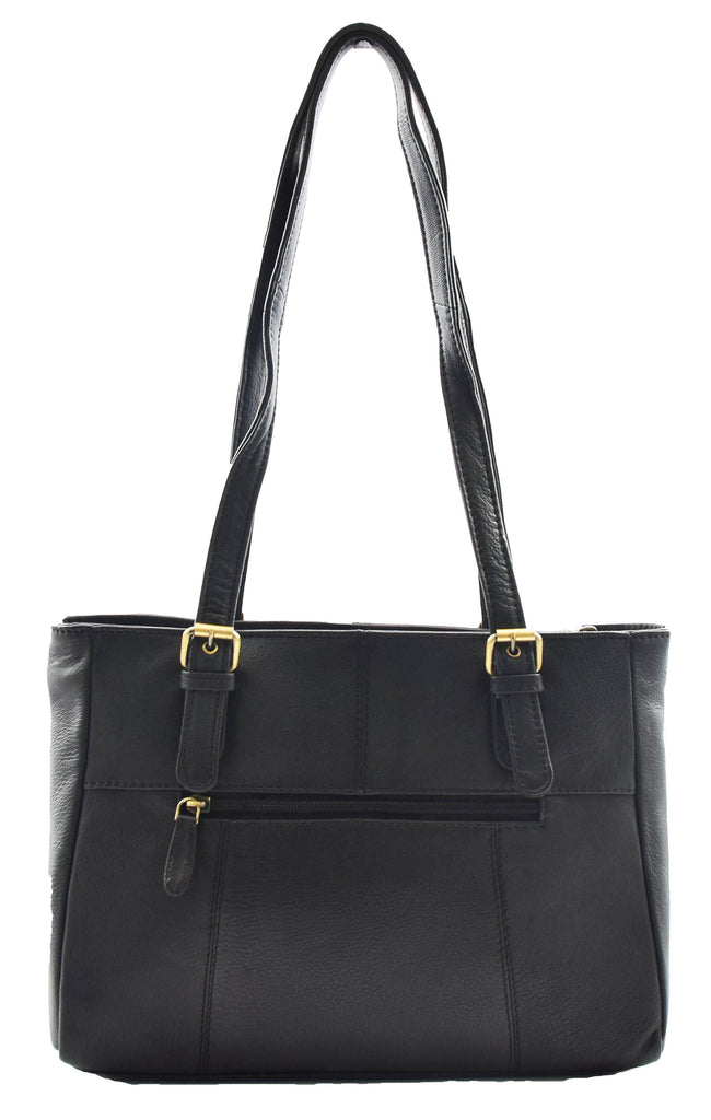 DR462 Women's Real Leather Twin Handle Shoulder Bag Black 5