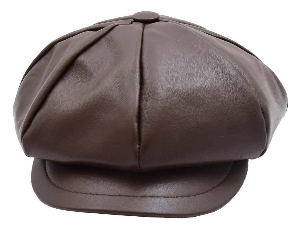 DR399 Women's Real Leather Peaked Cap Ballon Brown 2