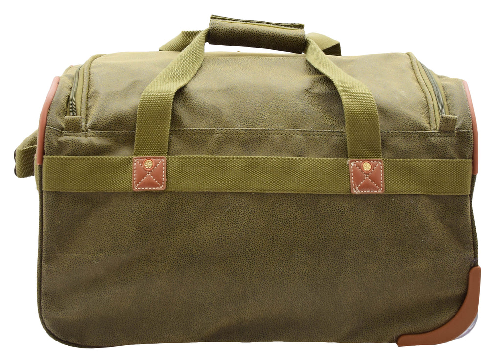 DR484 Faux Leather Mid Size Wheeled Holdall Green 2