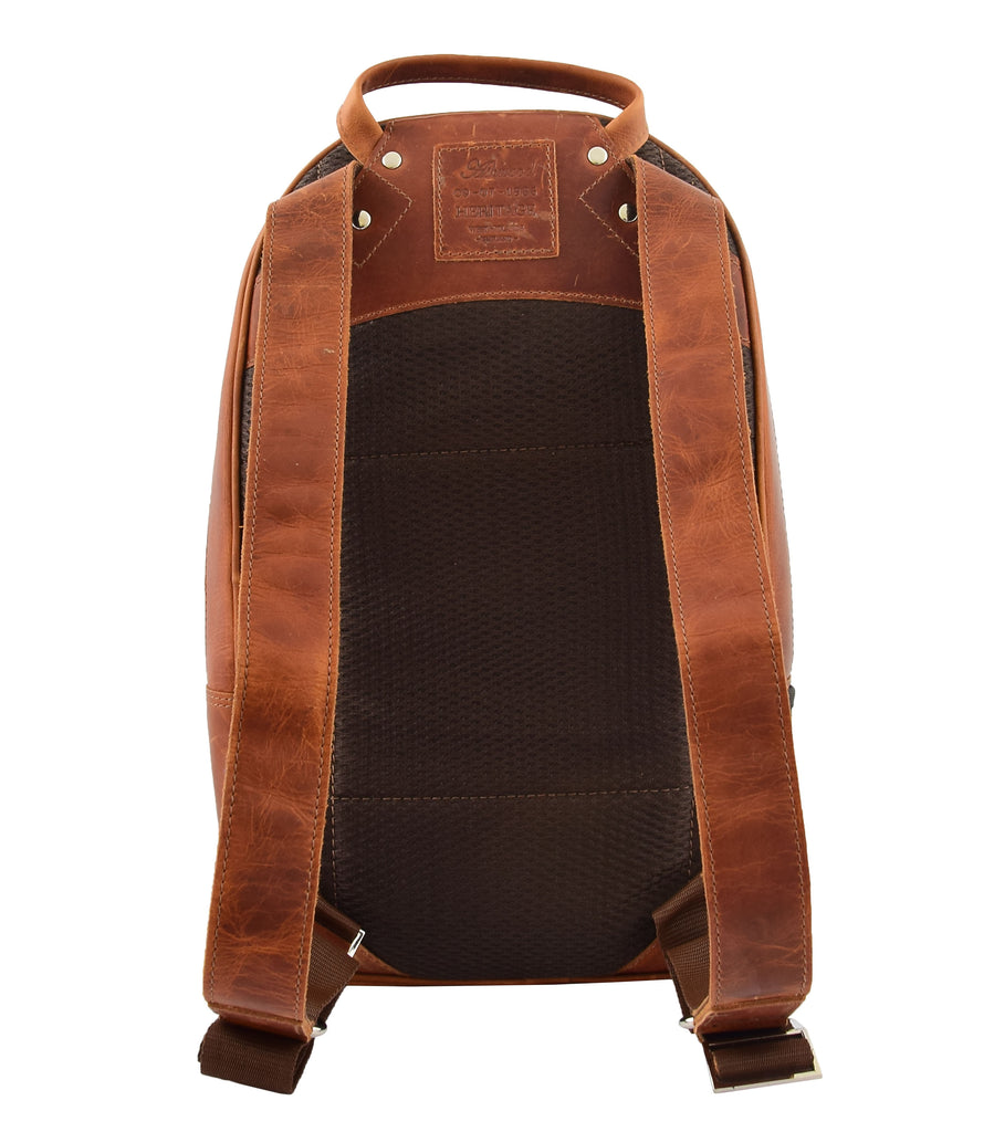 DR289 Italian Buffalo Classic Leather Simple Bag Backpack Tan 3