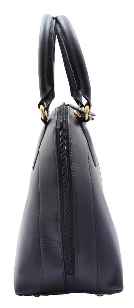 DR303 Women's Doctor Style Leather Handbag Hobo Bag Organiser Black 3