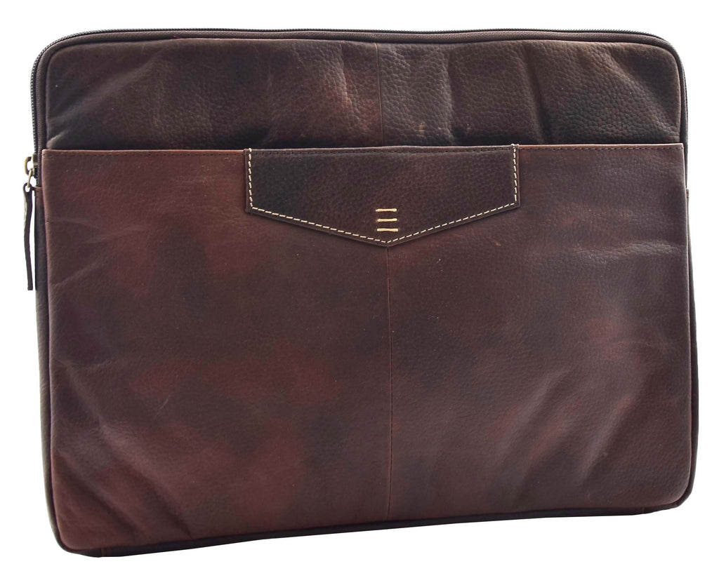 DR463 Real Leather Portfolio Case A4 Documents Clutch Brown 2