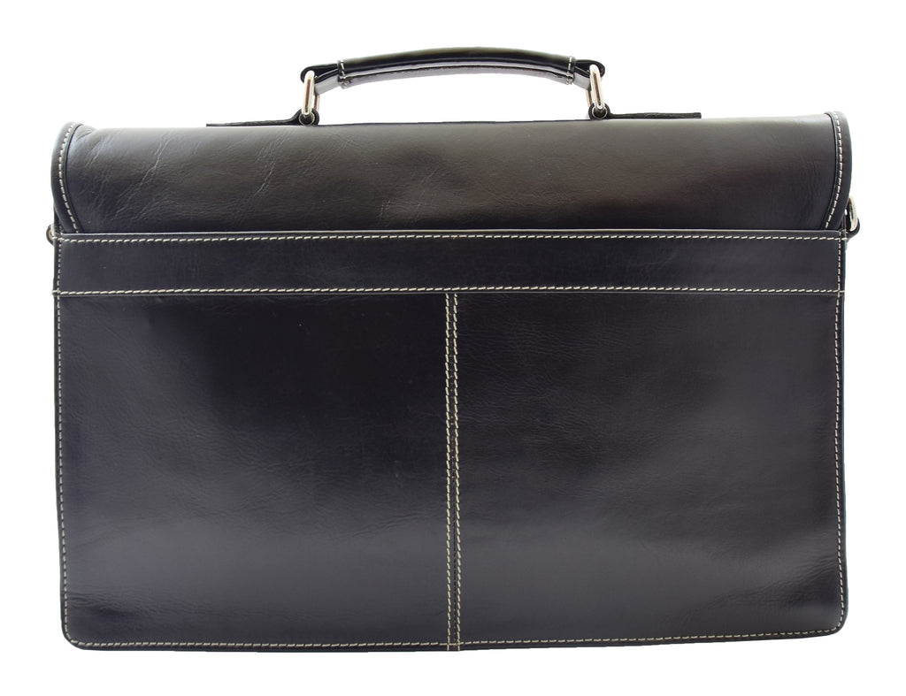 DR321 Men's Leather Slimline Organiser Briefcase Black 2