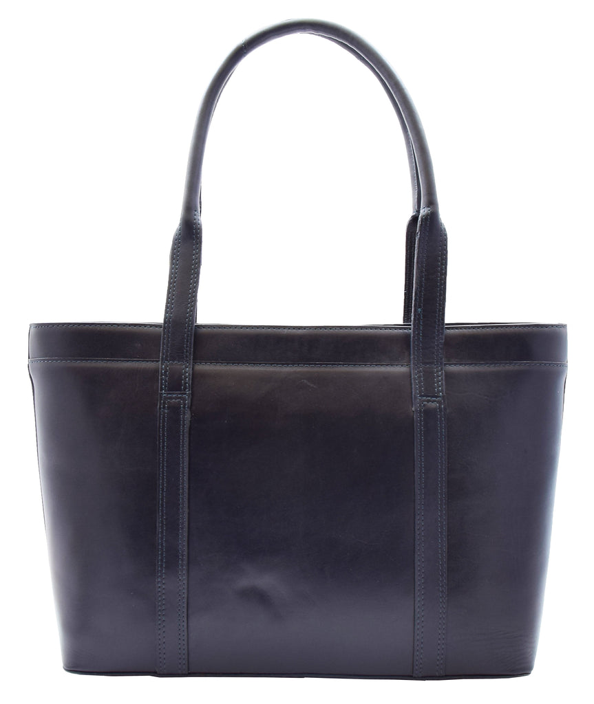 DR302 Women’s Genuine Cowhide Leather Shoulder Bag Shopper Handbag Navy