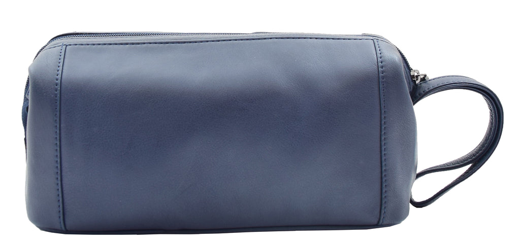 DR341 Real Leather Toiletry Wash Bag Wrist Pouch Navy 2