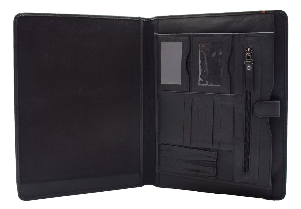 DR354 Real Leather Note Pad Portfolio Case Black 5